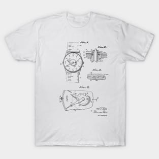 Push Button Time Zone Watch Vintage Patent Hand Drawing T-Shirt